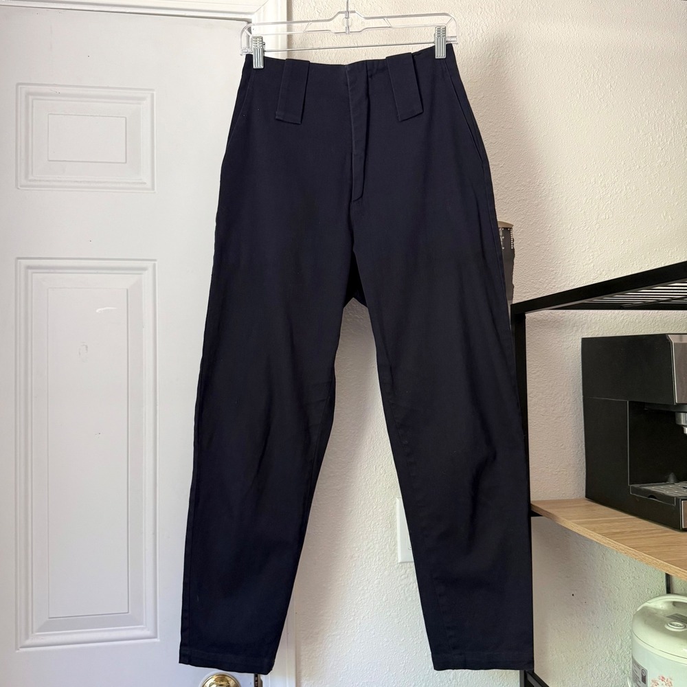 TOIT VOLANT dark navy pleated front tapered wide leg‎ cropped trousers pants